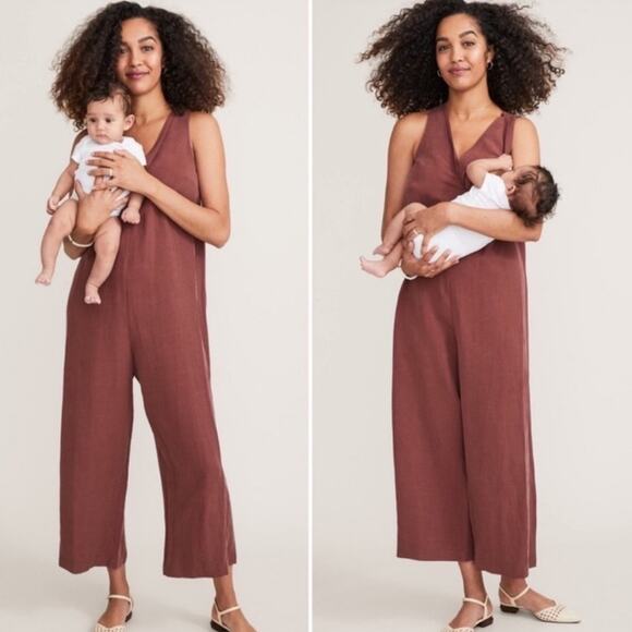 NWT Hatch Back In The Game Nursing Jumpsuit Amber Brown Size 0 - Picture 1 of 6